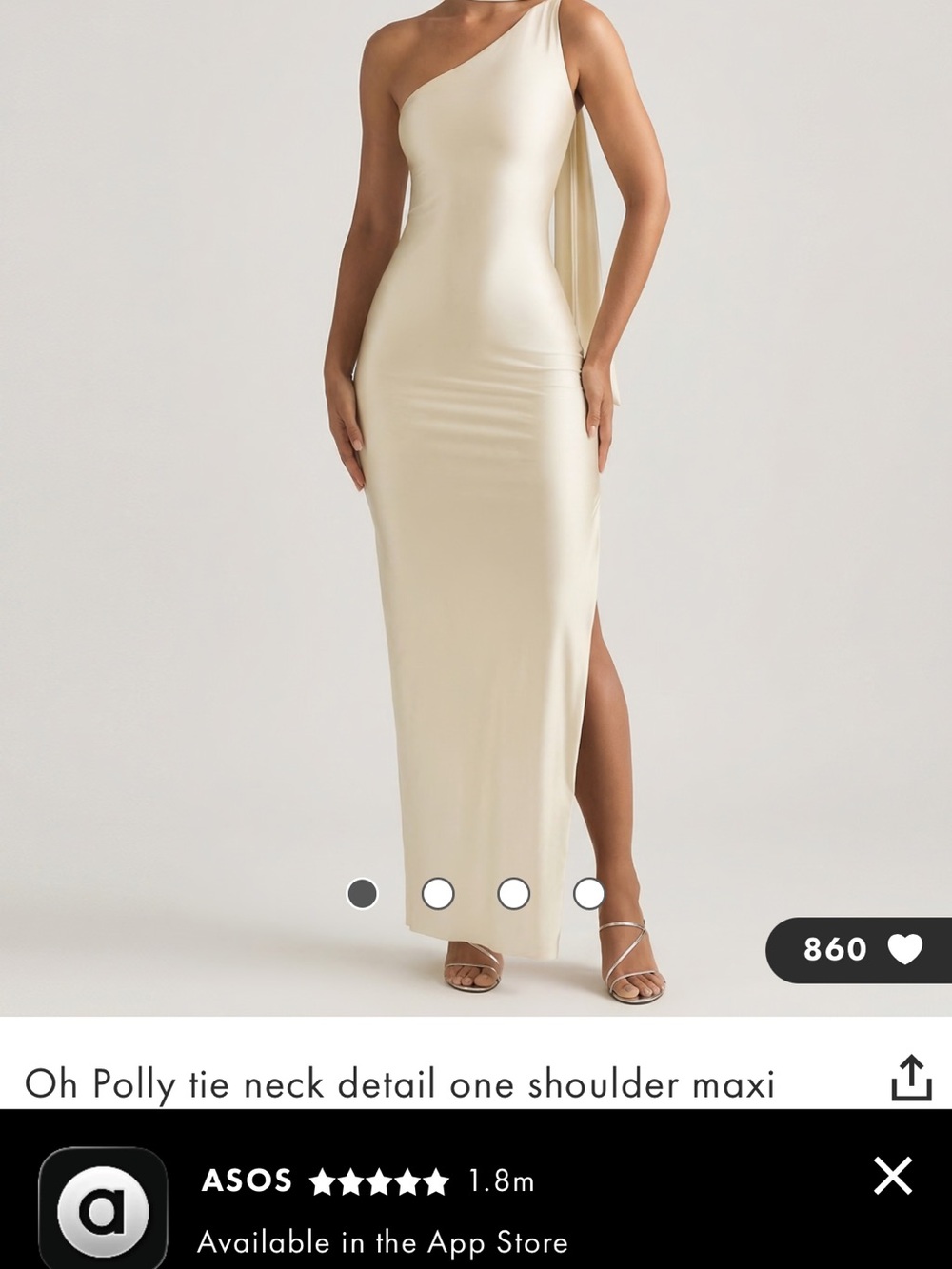 ASOS One-Shoulder Tie-Neck Maxi Dress in Ivory